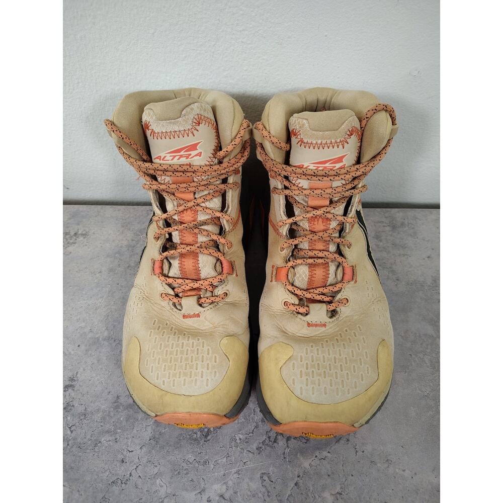 Altra Olympus 5 Mid GTX Hiking Boots Women's 7.5 Sand Zero Drop Waterproof EUC - Picture 3 of 14